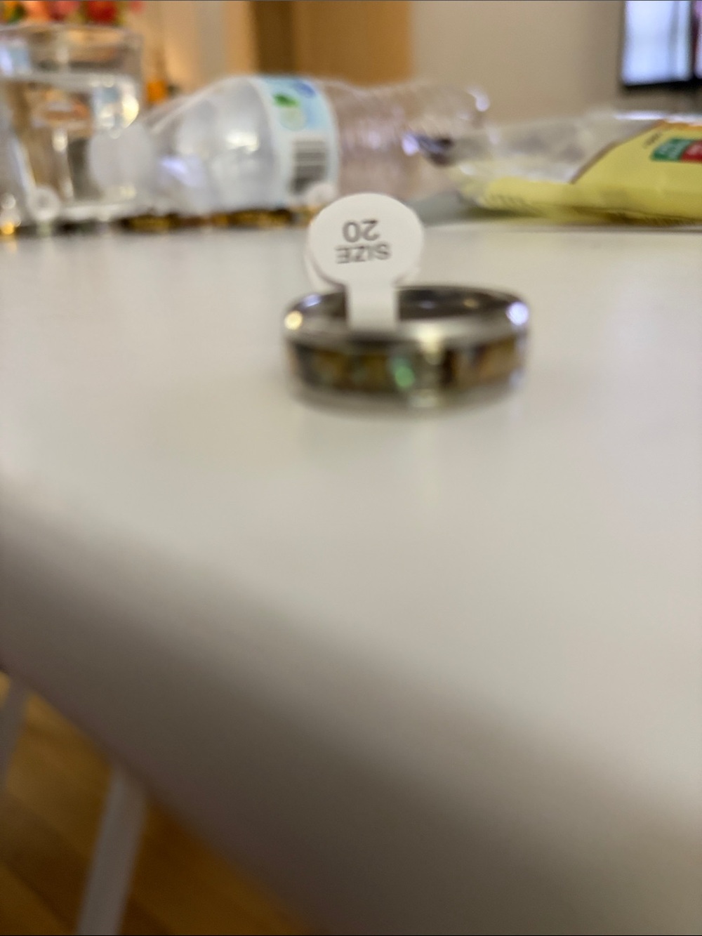Size 20 Inlay Band Ring with Iridescent Abalone Inlay